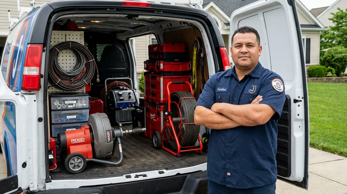 Professional drain cleaning equipment and Johns Plumbing LLC plumber in Barry
