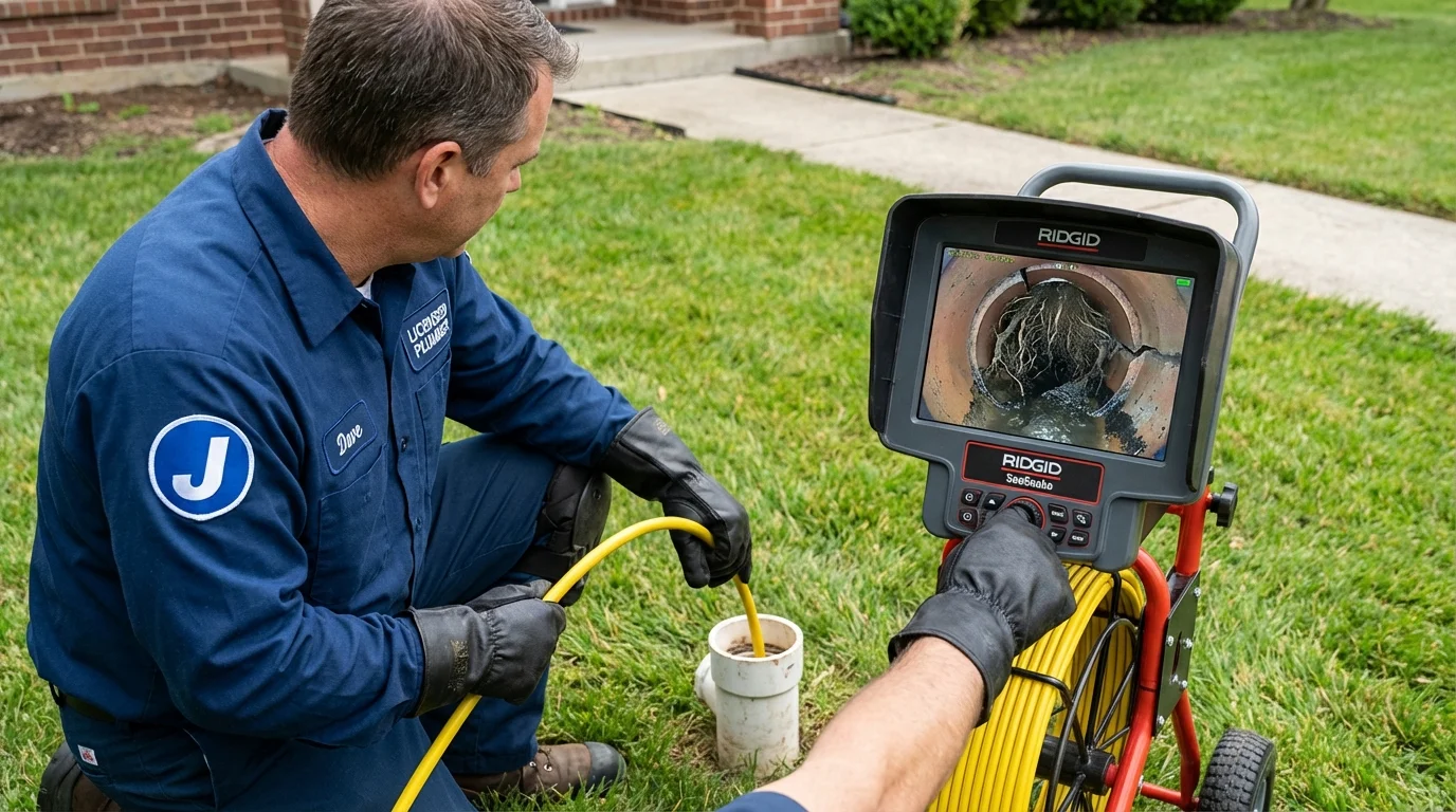Sewer camera inspection being performed by Johns Plumbing LLC in Barry