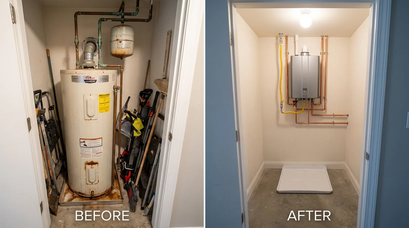 Tank water heater versus wall-mounted tankless unit comparison for Barry, IL homeowners