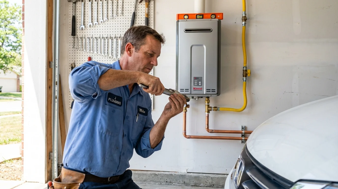 Tankless water heater installation by a Johns Plumbing LLC plumber in Barry